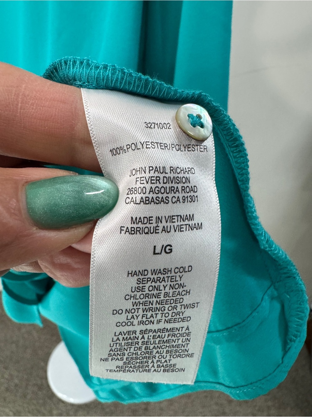 Turquoise Layered Tunic Top with 3/4 Sleeves - Picture 8 of 11